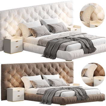 Cama y mesitas de noche  Bonaldo Full Moon Modelo 3D