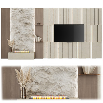 Pared de TV  Stone and Wood Modelo 3D