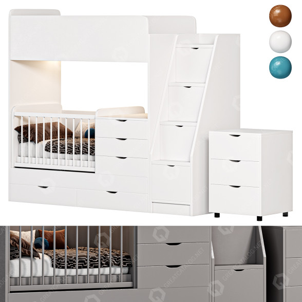Cama y cajoneras Art In Head Binky DS702 Modelo 3D