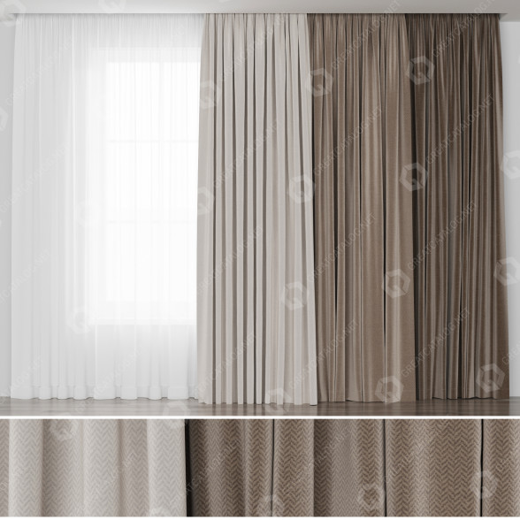 Cortinas Conjunto Modelo 3D