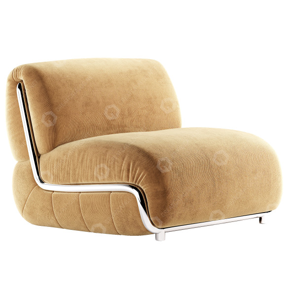 Sessel CB2 Hada Armless Beige Leather 3D-Modell