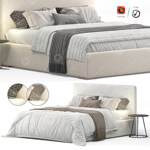 Bett und Nachttischchen Delavega Bed K8 3D-Modell