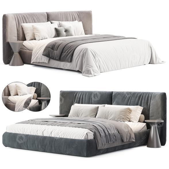 Cama y mesitas de noche Bonaldo Youniverse Modelo 3D