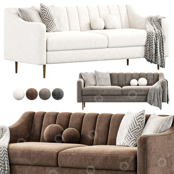 Canapé West Elm Olive Wood Legs modèle 3D