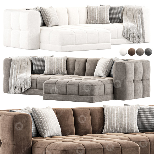 Sofá High Fashion Home Tavi 2 Piece LAF Alcala Wheat Modelo 3D
