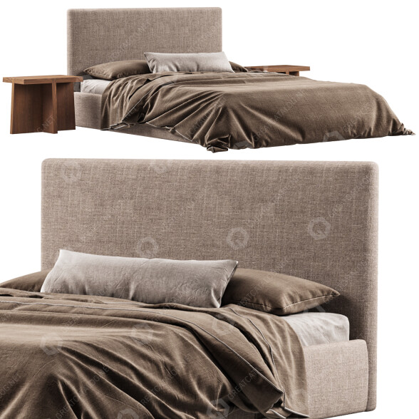Bett und Nachttischchen The Expert Signature Upholstered 3D-Modell