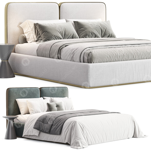 Bett und Nachttischchen Adriana Hoyos Gem Upholstered King Queen 3D-Modell