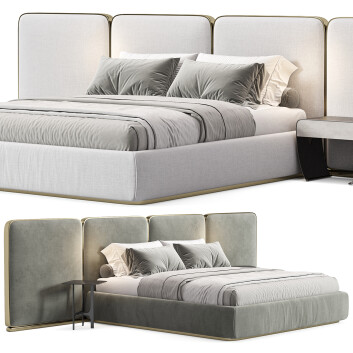 Cama y mesitas de noche  Adriana Hoyos Gem Upholstered King Queen 2 Modelo 3D