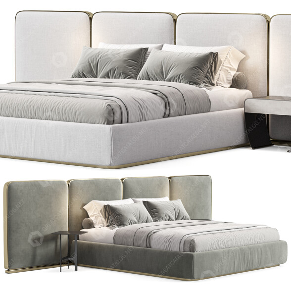 Bett und Nachttischchen Adriana Hoyos Gem Upholstered King Queen 2 3D-Modell