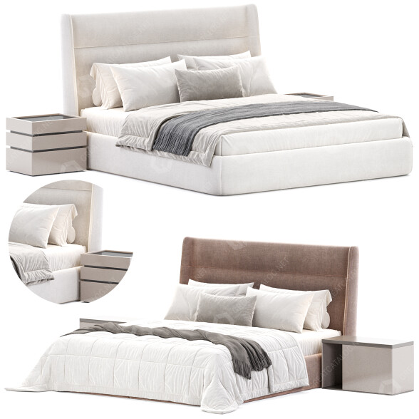 Bett und Nachttischchen Float Tratto 3D-Modell