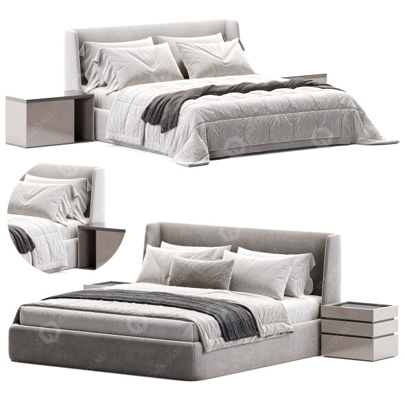 Cama y mesitas de noche Giulio Marelli Dexter Modelo 3D