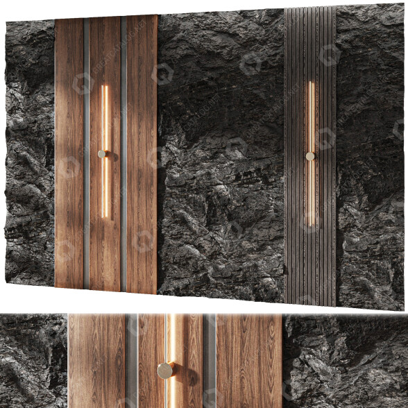 Panel de pared Stone and Wood 06 Modelo 3D