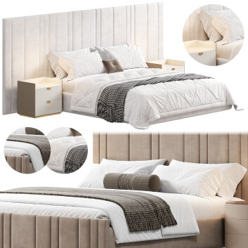 Ліжка та тумбочки Amore Kirsten Stripe Line Panel Wide Headboard