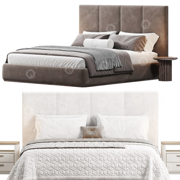 Bett und Nachttischchen Adriana Hoyos H King Queen 600 3D-Modell