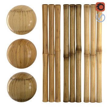 Bambú  3 Realistic Materials Set Modelo 3D