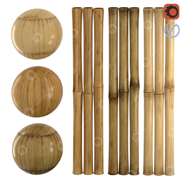 Бамбук 3 Realistic Materials Set 3D модель