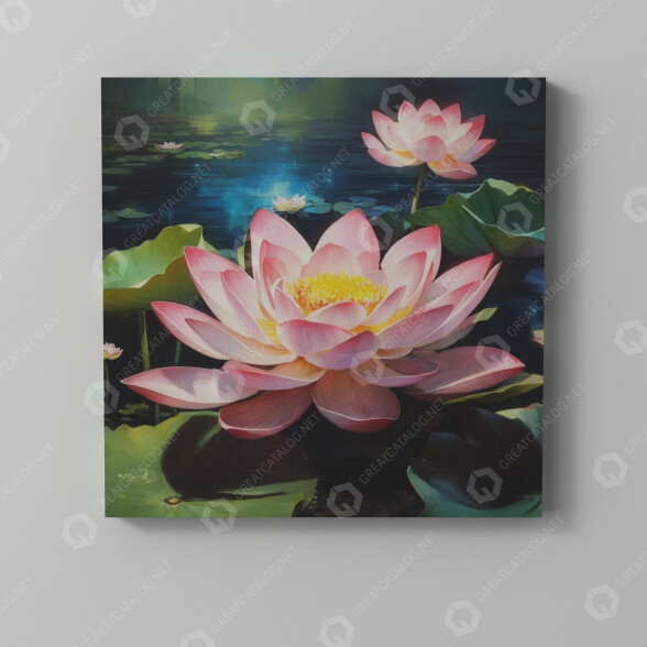 Картина Lotus Flowers Under the Moonlight 3D модель