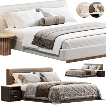 Bed and Bedside Tables  Minotti Roger 3D model