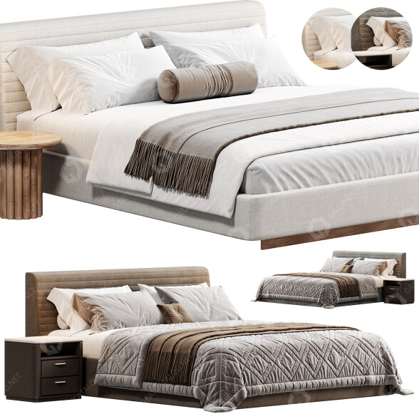 Кровать и тумбочки Minotti Roger 3D модель