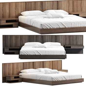 Bed and Bedside Tables  Double 01 3D model