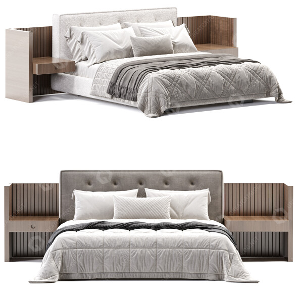 Cama y mesitas de noche Minotti Brasilia Modelo 3D
