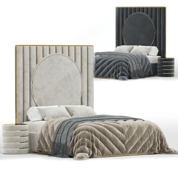 Bed and Bedside Tables Fertini Casa High end Velvet Modern