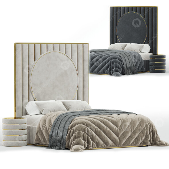 Кровать и тумбочки Fertini Casa High end Velvet Modern 3D модель
