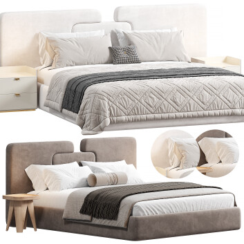 Bed and Bedside Tables  Status by Samoa 3D model