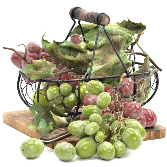 Фрукти Basket of Grapes 3D модель