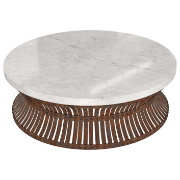 Coffee Table  White Marble & Iron Hourglass by MIX 3D model