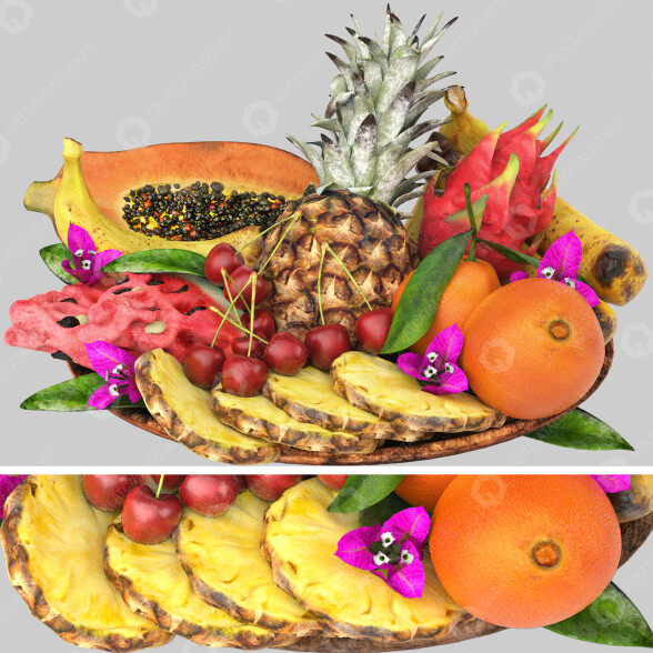 Fruits Bowl of Exotic Tropical modèle 3D
