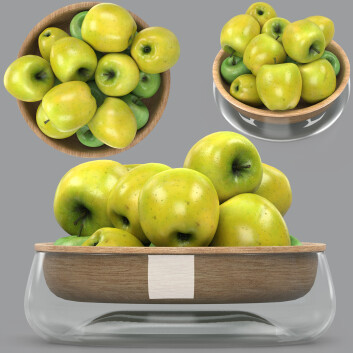 Fruit  Bowl of Green Apples 3D model