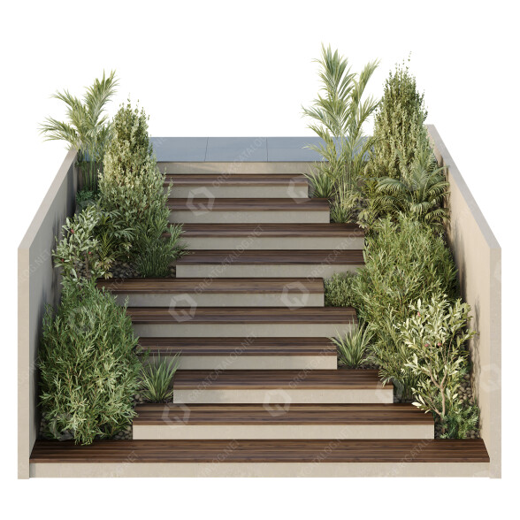 Escalera y plantas HQ Caja de Jardín Exterior Volumen 31 Modelo 3D