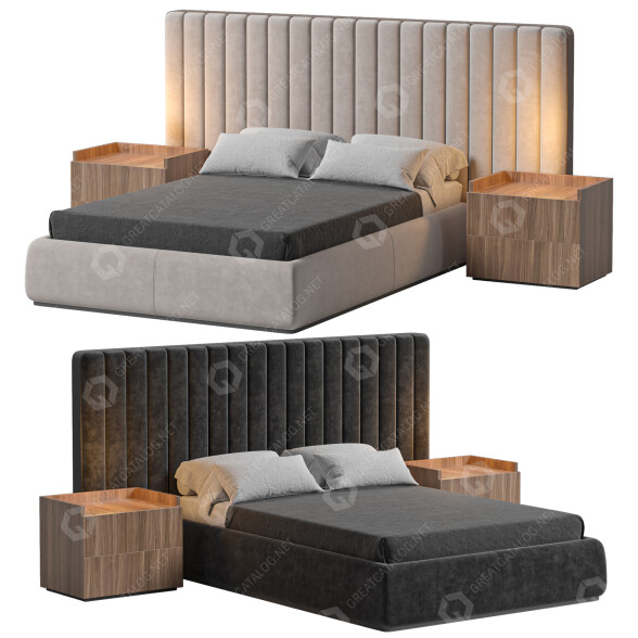 Cama y mesitas de noche Casaspace Walvia Modelo 3D