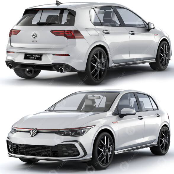 Coche Volkswagen Golf VIII GTI 2020 Modelo 3D