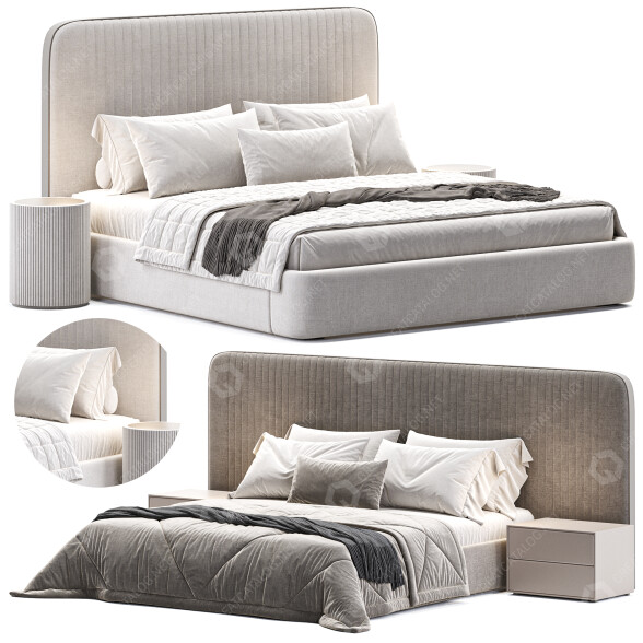 Кровати и тумбочки Laskasas Gray 3D модель