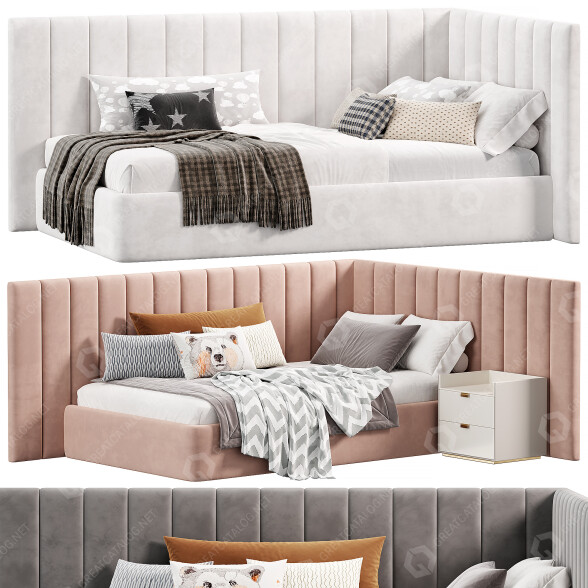 Ліжка та тумбочка Pottery Barn Avalon 3D модель