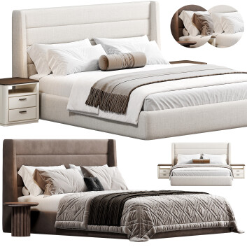 Beds and Bedside Tables  High Fashion Home Emmit 3D model