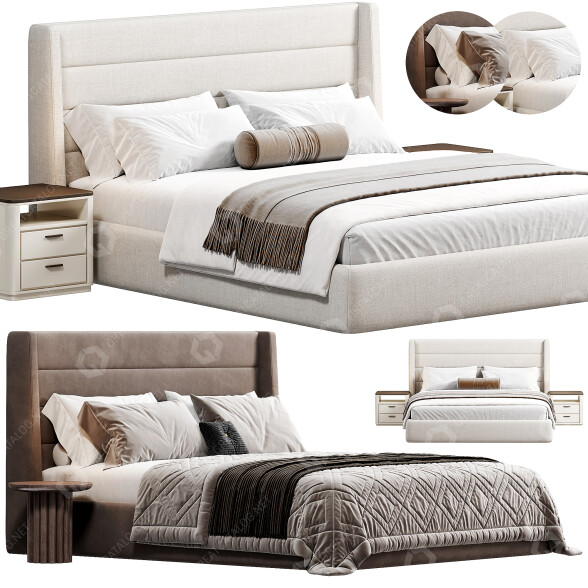 Camas y Mesitas de Noche High Fashion Home Emmit Modelo 3D