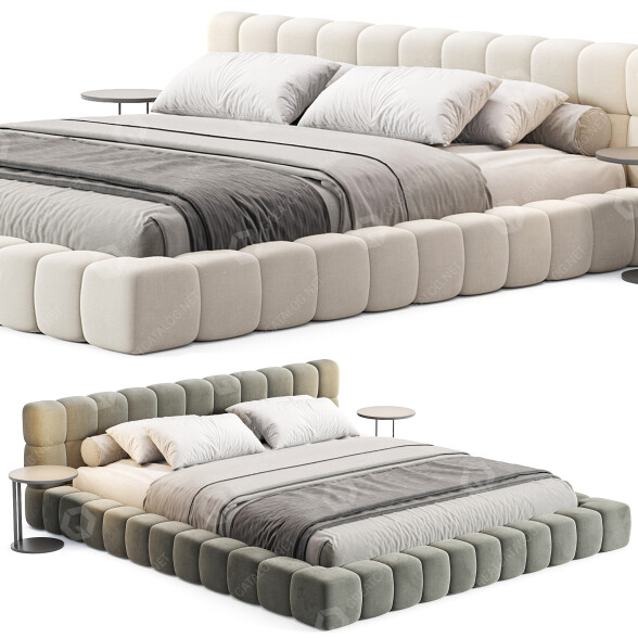 Кровать и тумбочки Casaspace Aurora Queen Size 3D модель