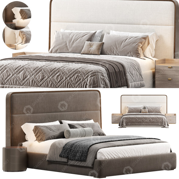 Bed and Bedside Tables Giorgetti Frame 3D model