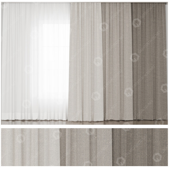 Cortinas Conjunto 4 Modelo 3D