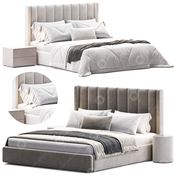 Ліжка та тумбочки Interior Secrets Betsy Fabric King Frame 3D модель