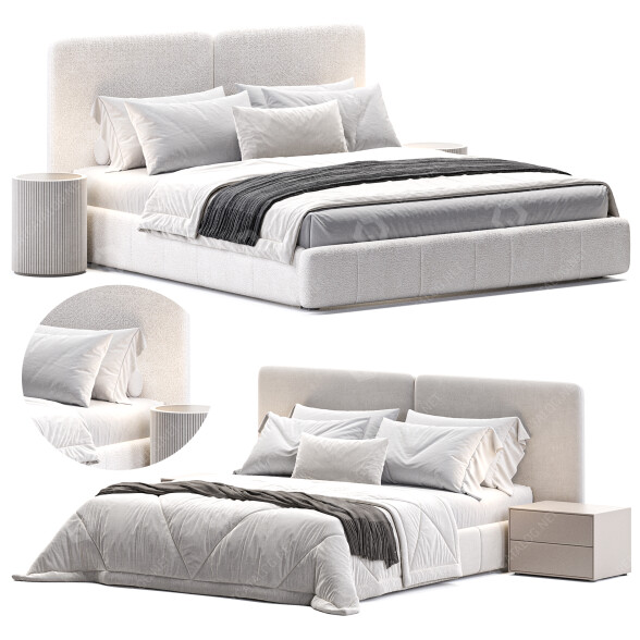 Betten und Nachttische Eldridge King Frame with Drawers 3D-Modell