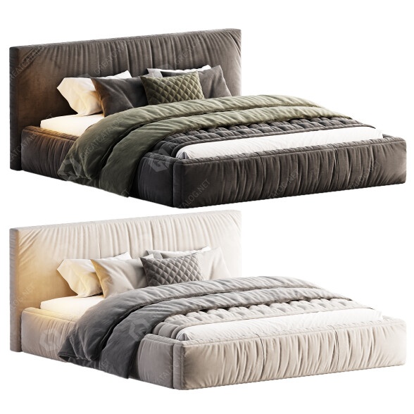 Cama Casaspace Icnoyotl Suede Fabric Rectangular Headboard Modern Modelo 3D