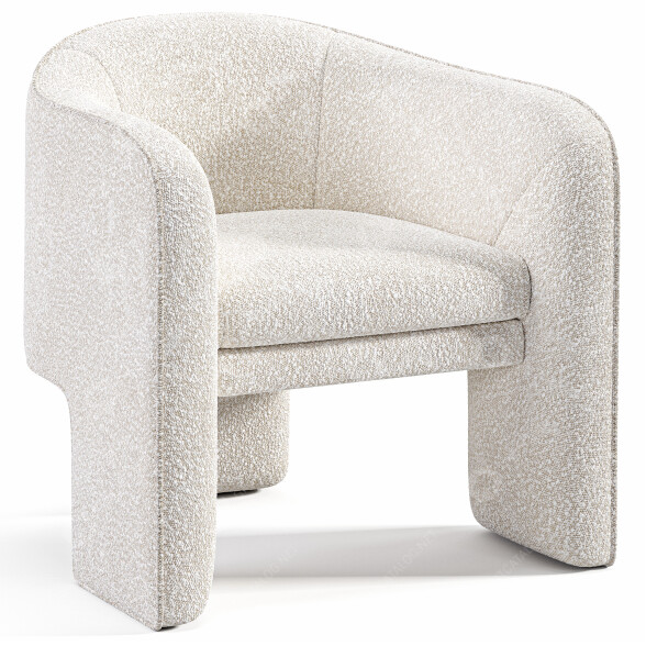 Fauteuil Koala Living Esther Cream Boucle modèle 3D