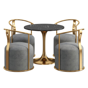 Mesa y sillas Homary Gray Upholstered Modern Round Gold