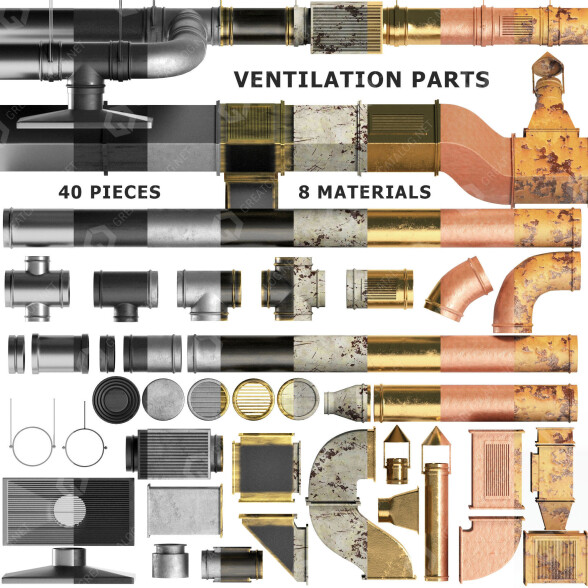 Belüftungssystem Parts Set 01 3D-Modell