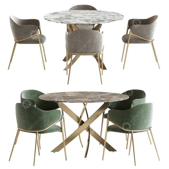 Table et chaises Litfad Metal Solid Back Arm and Alice modèle 3D
