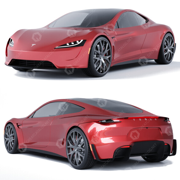 Voiture Tesla Roadster modèle 3D